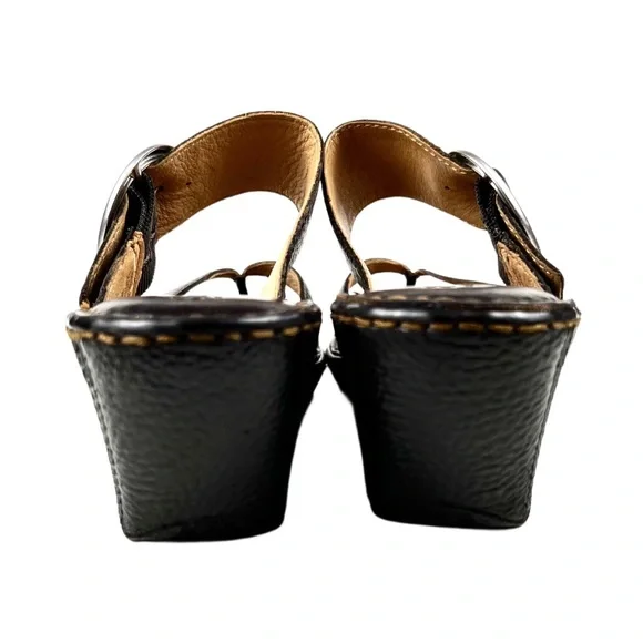 Born Dark Brown Leather Thong Wedge Sandal Size 8 - Picture 6 of 7